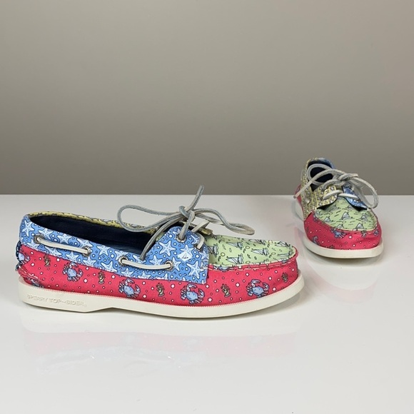 Sperry Vineyard Vines Patchwork Boat Shoes Size 5 - Picture 2 of 16